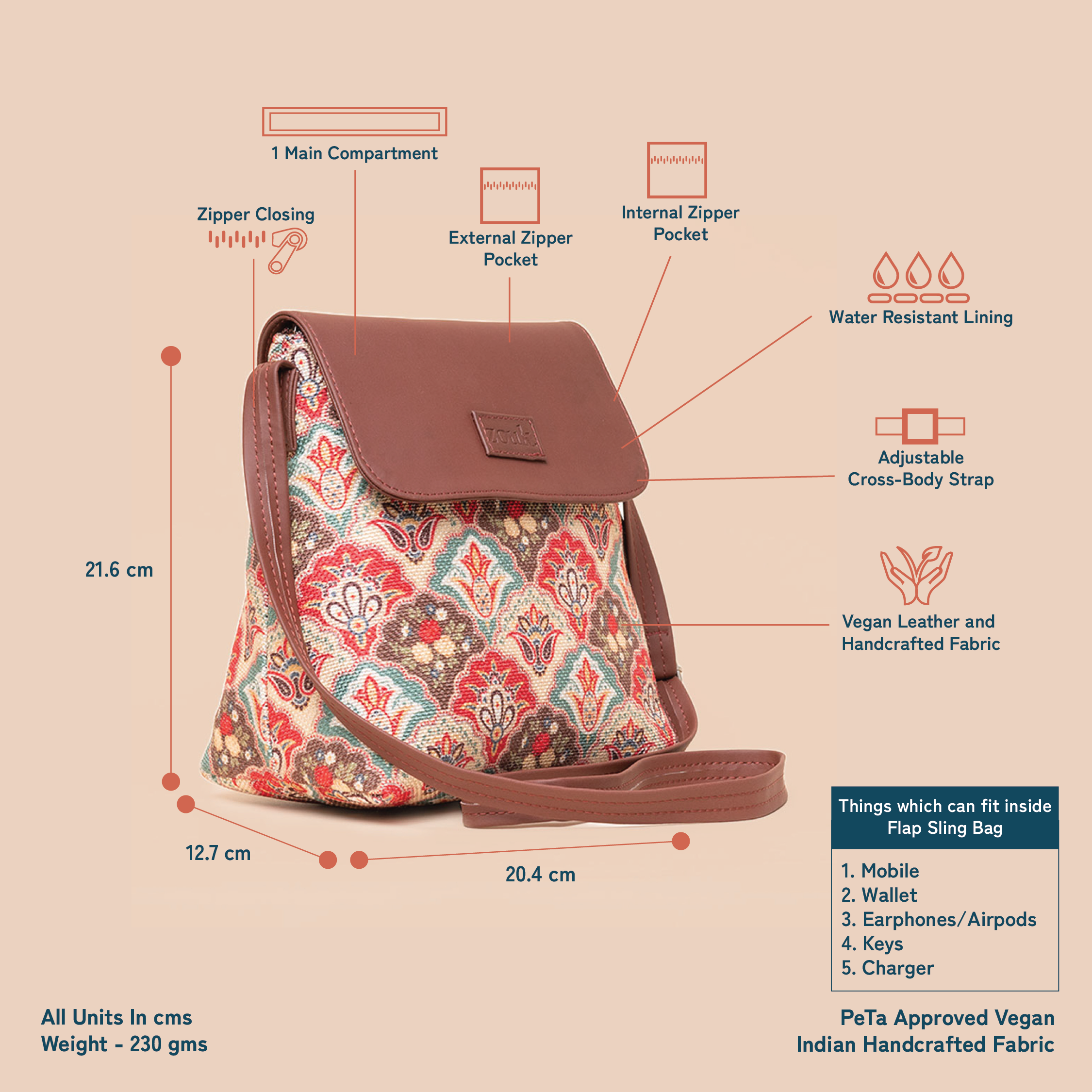 Mughal Art Multicolor Flap Sling Bag