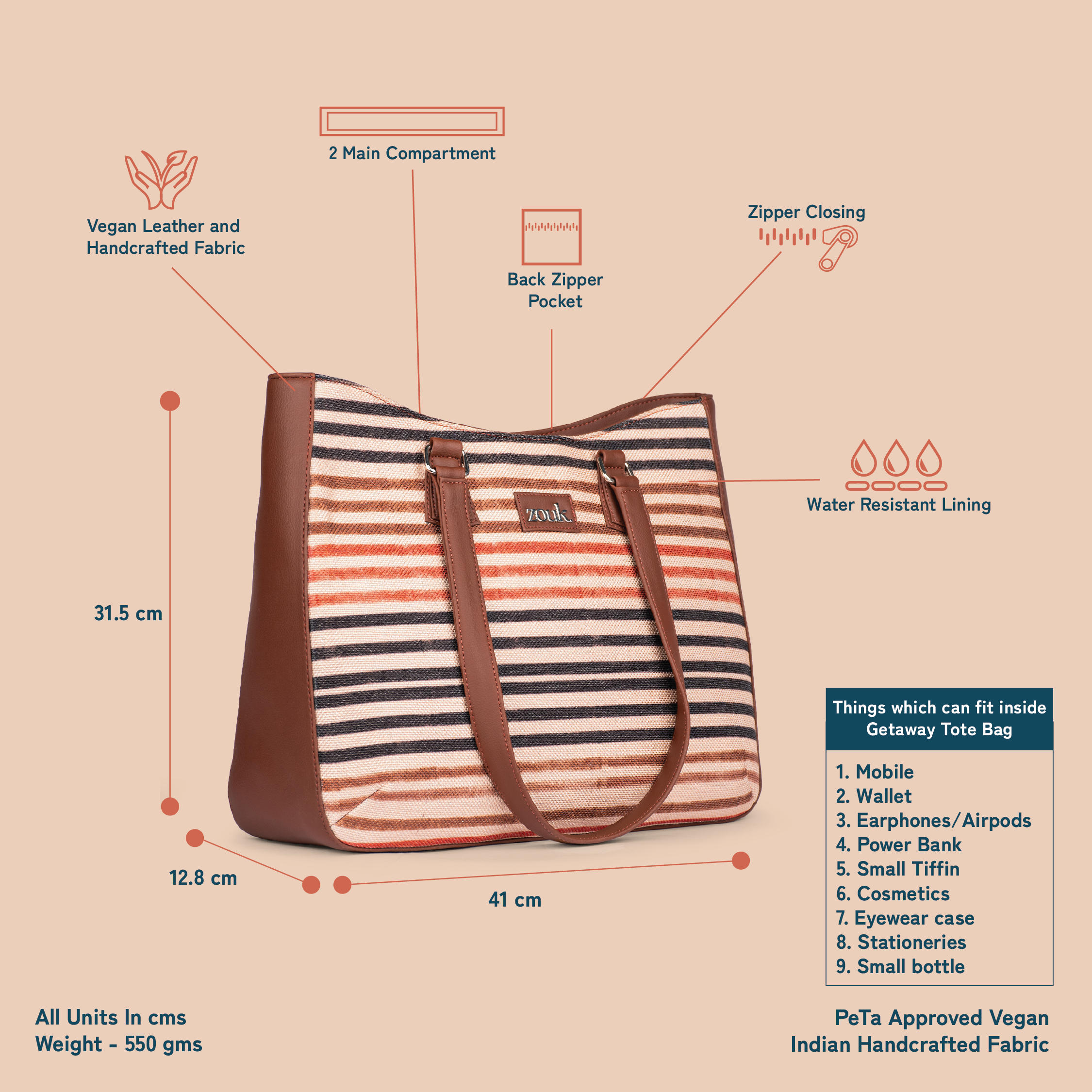 Qutub Stripes Getaway Tote Bag