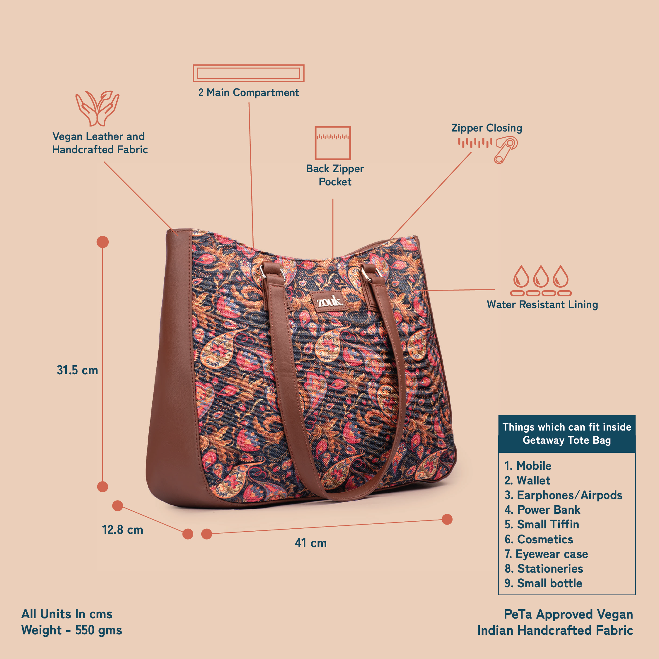 Paisley Print Getaway Tote Bag