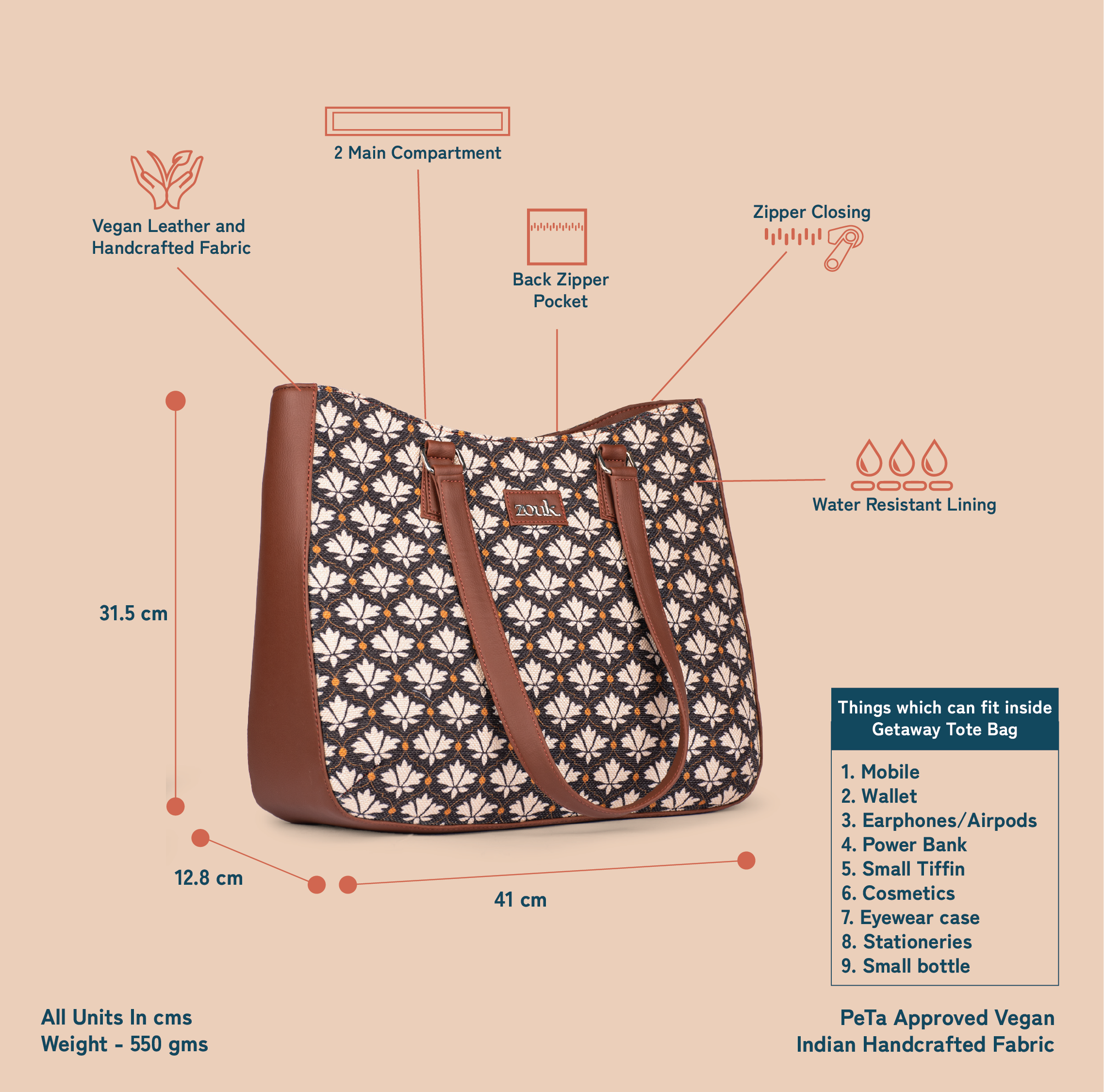 ZIP-Bidri Kaiser Getaway Handbag
