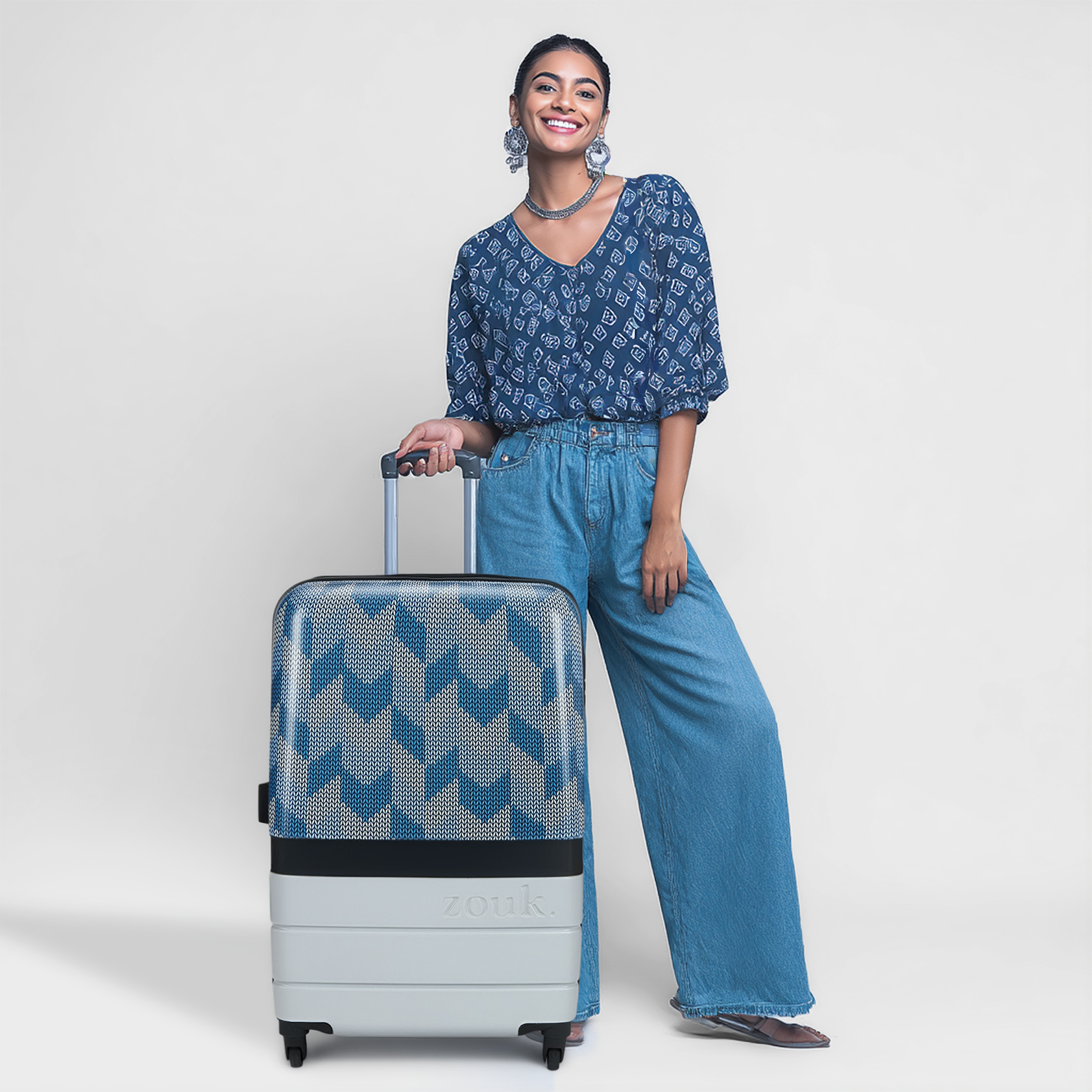 ZIP-Himachal Chevron Grey Raahi Trolley Bag
