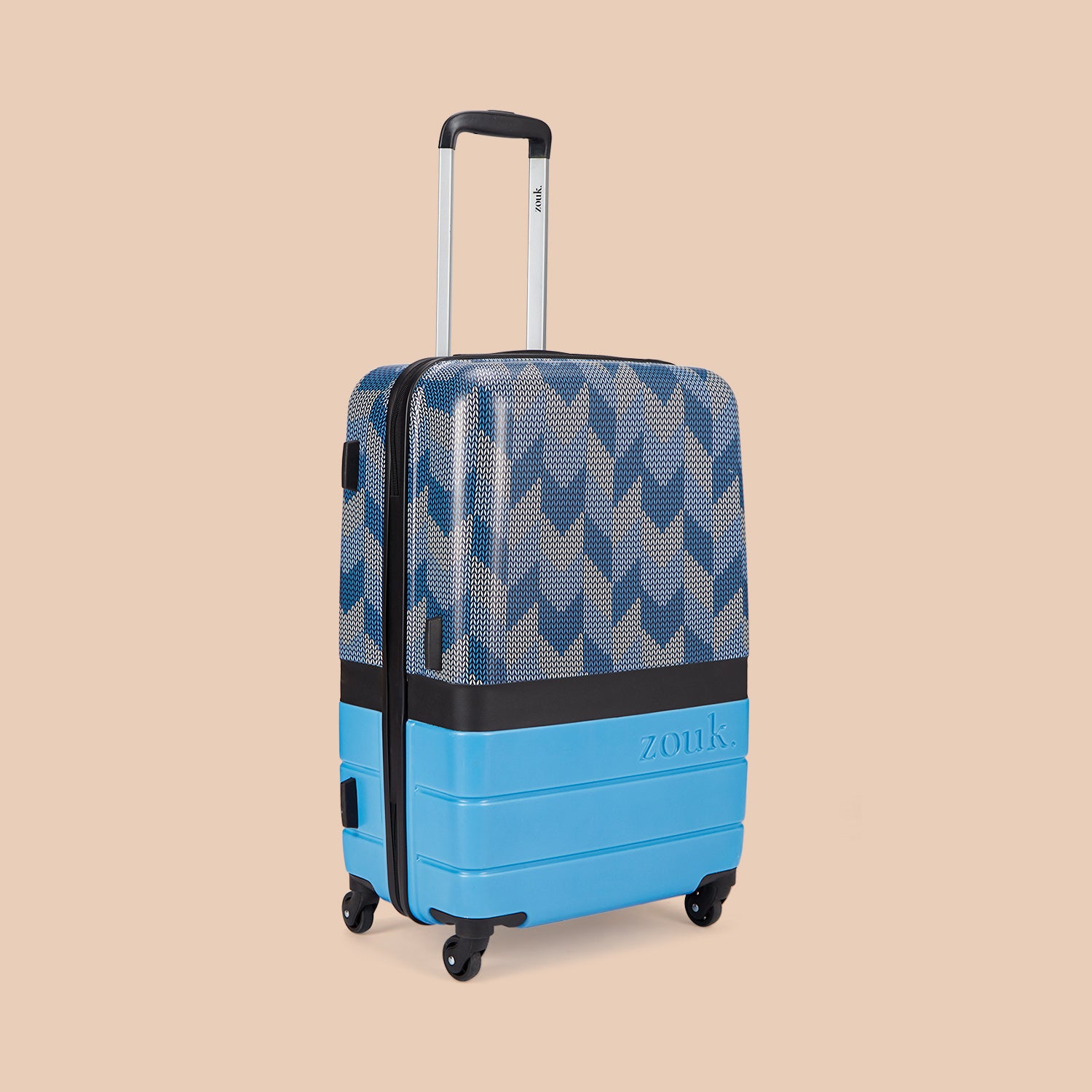 Himachal Chevron Blue Raahi Trolley Bag Combo (Cabin & Large)