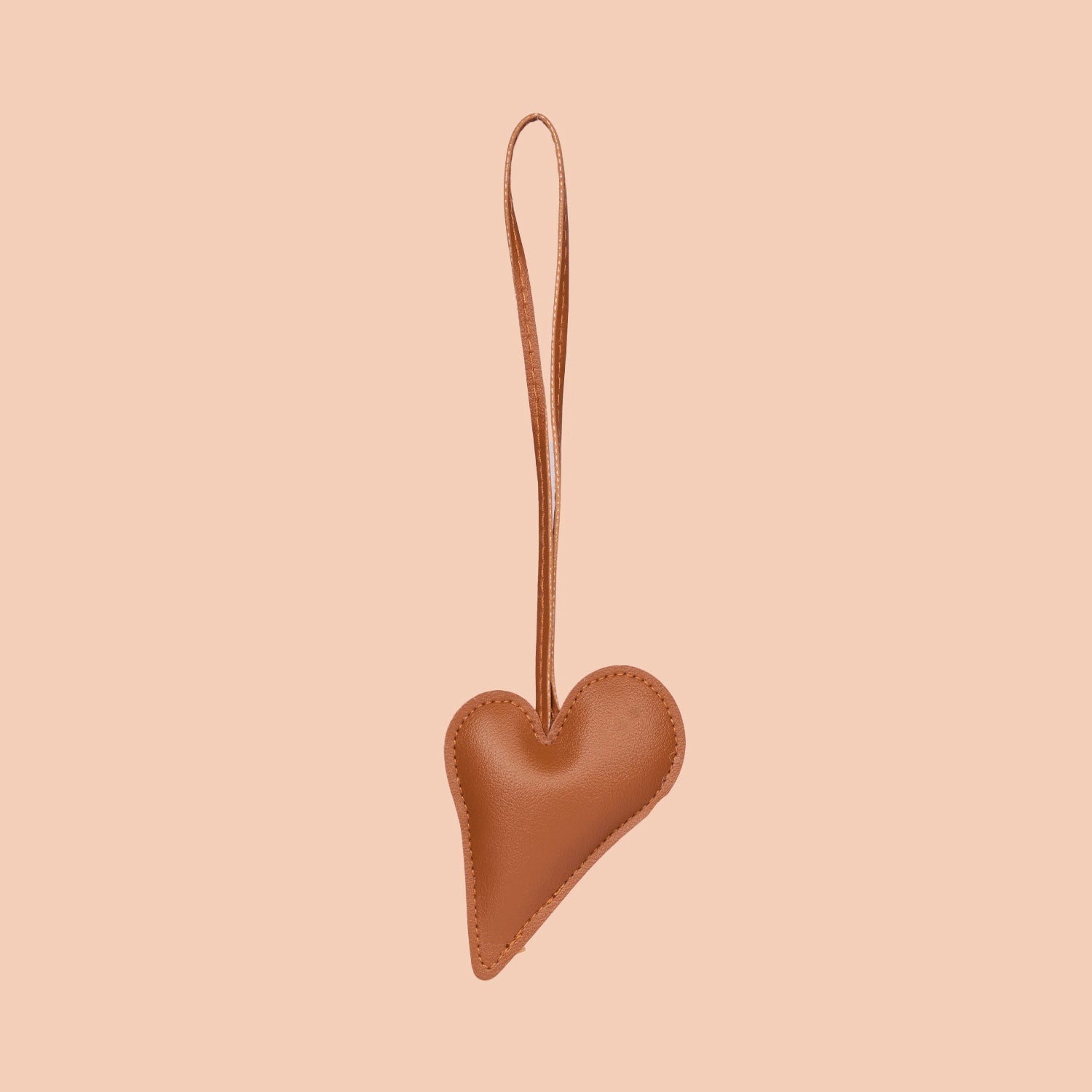 Big Heart Bag Charm - Tan