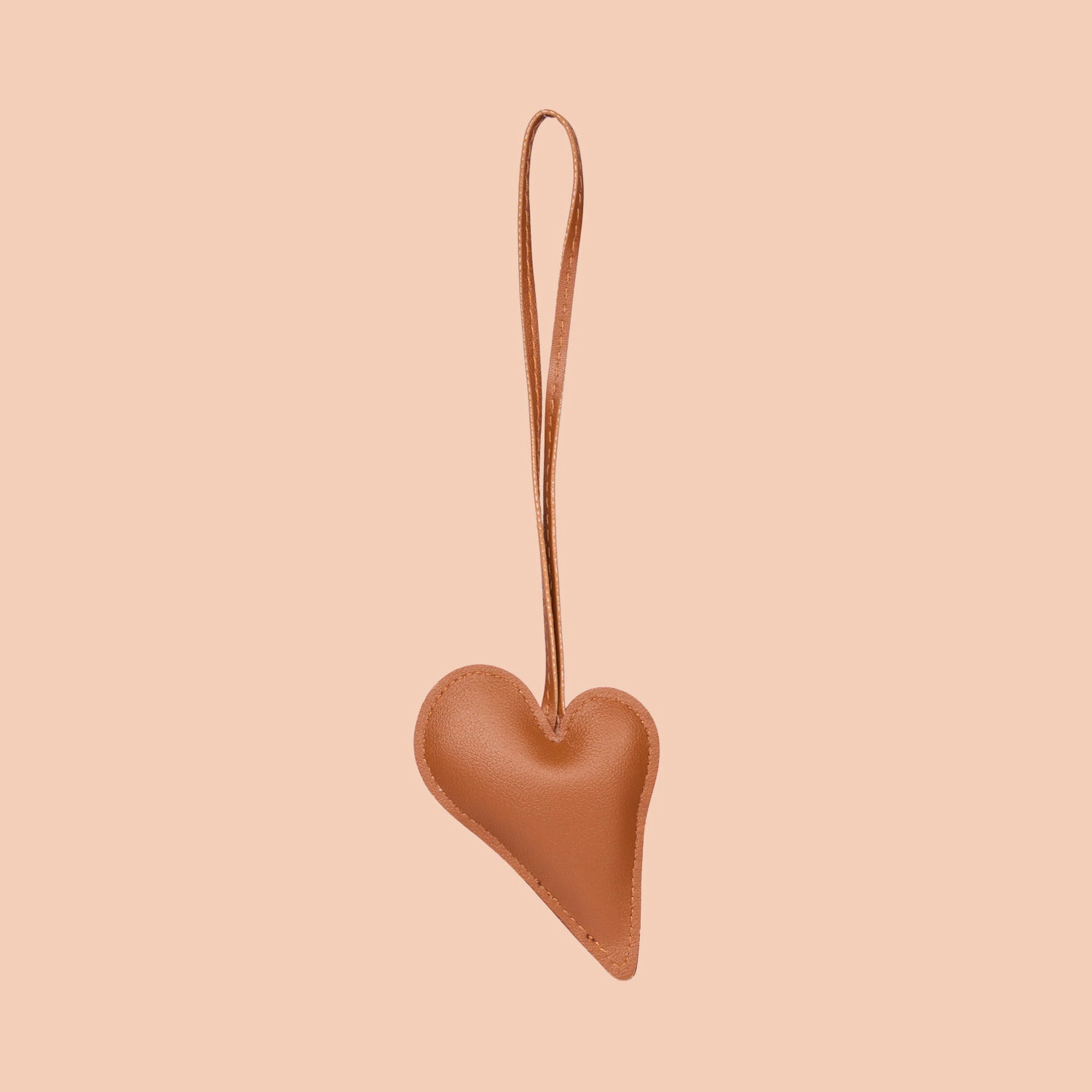 Big Heart Bag Charm - Tan