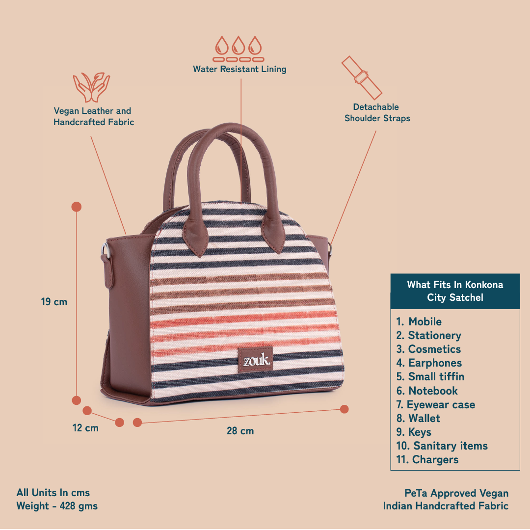 Konkona City Satchel Bag - Qutub Stripes