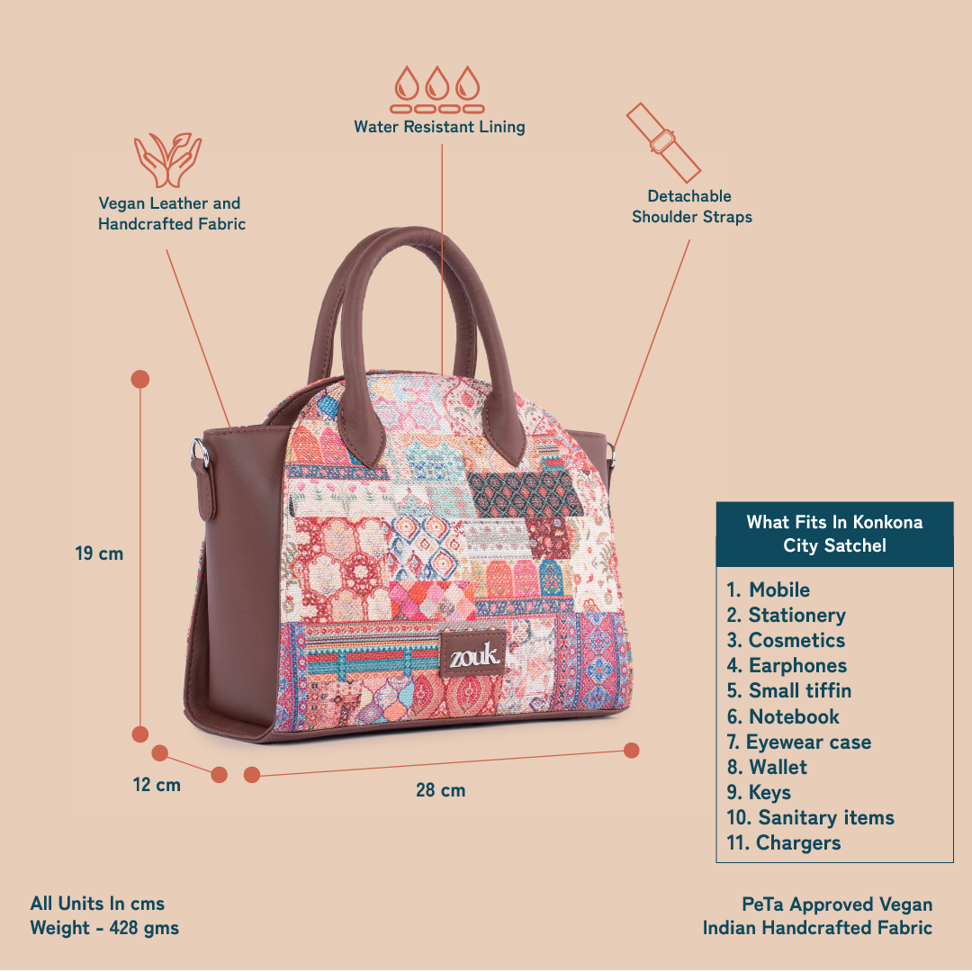 Konkona City Satchel Bag - Kutch Gamthi