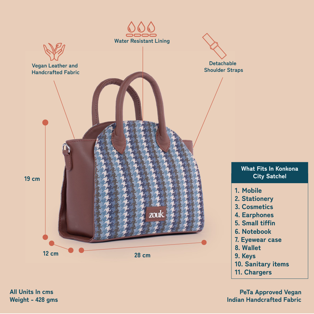 Konkona City Satchel Bag - Bombay Houndstooth