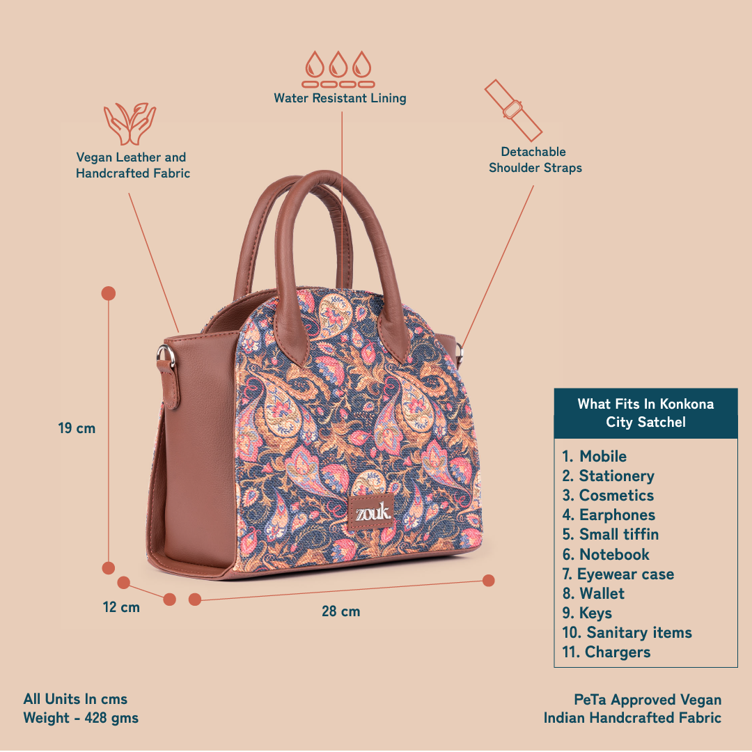 Konkona City Satchel Bag - Paisley Print