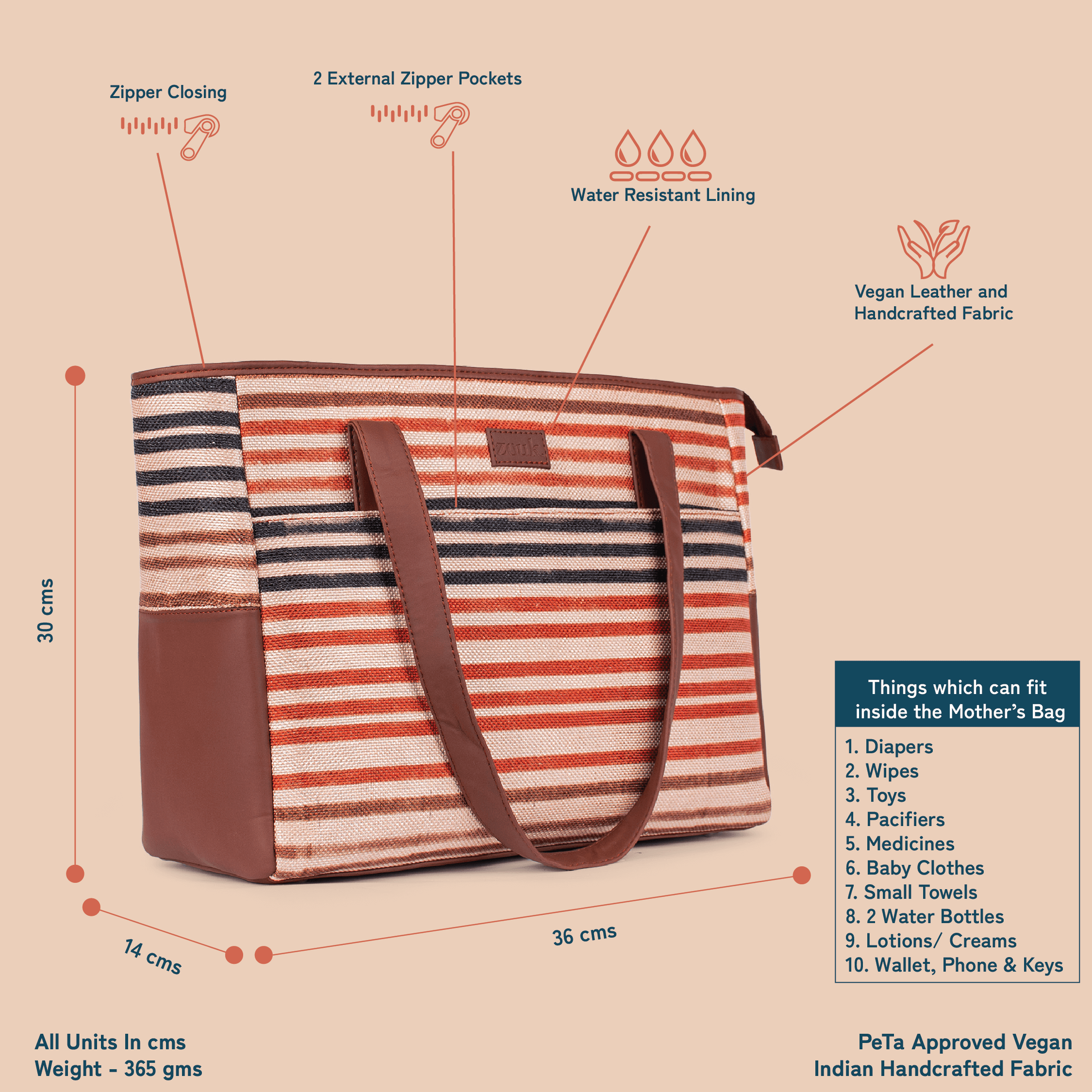 Qutub Stripes Mother's Bag