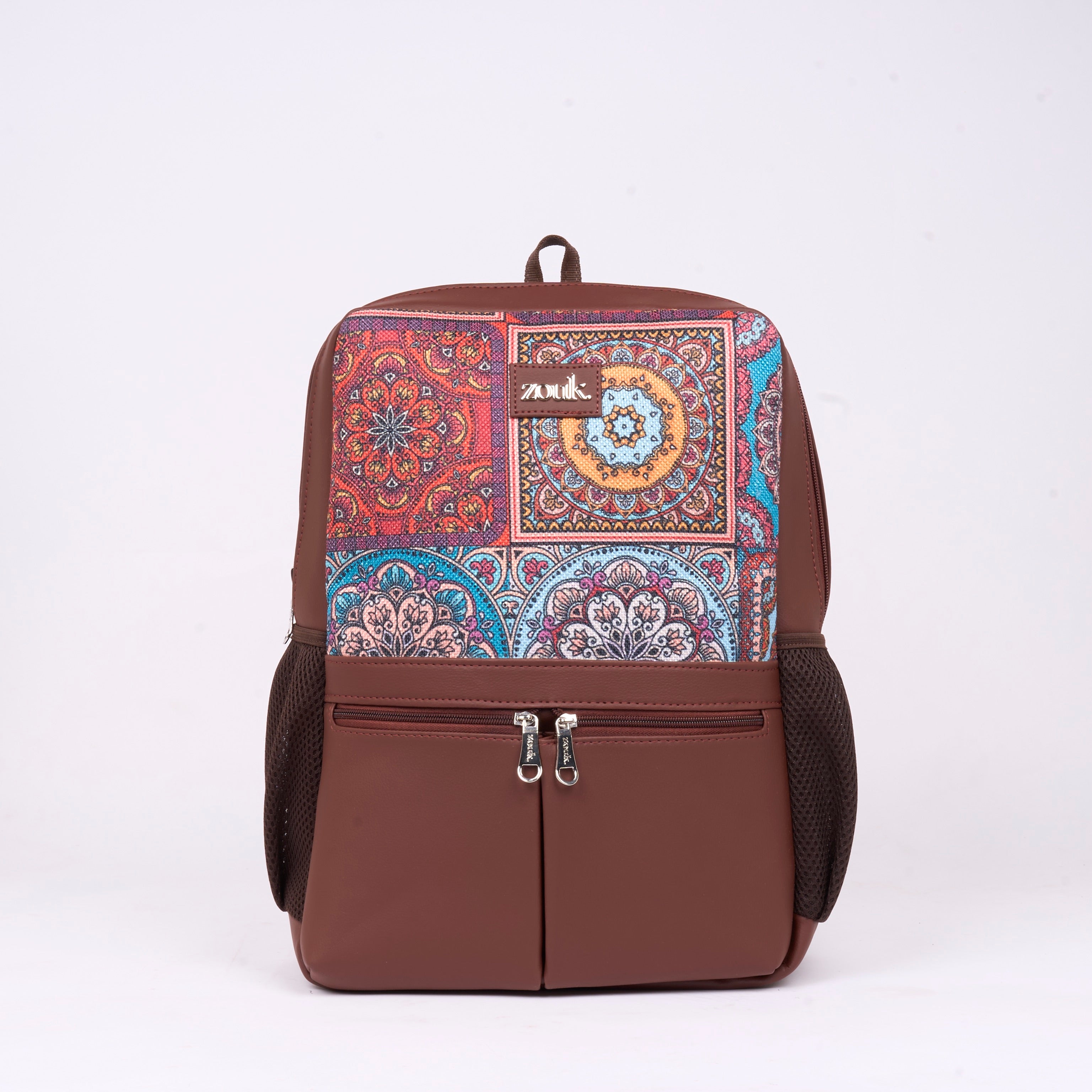 Multicolor Mandala Print Office Backpack (Brown)