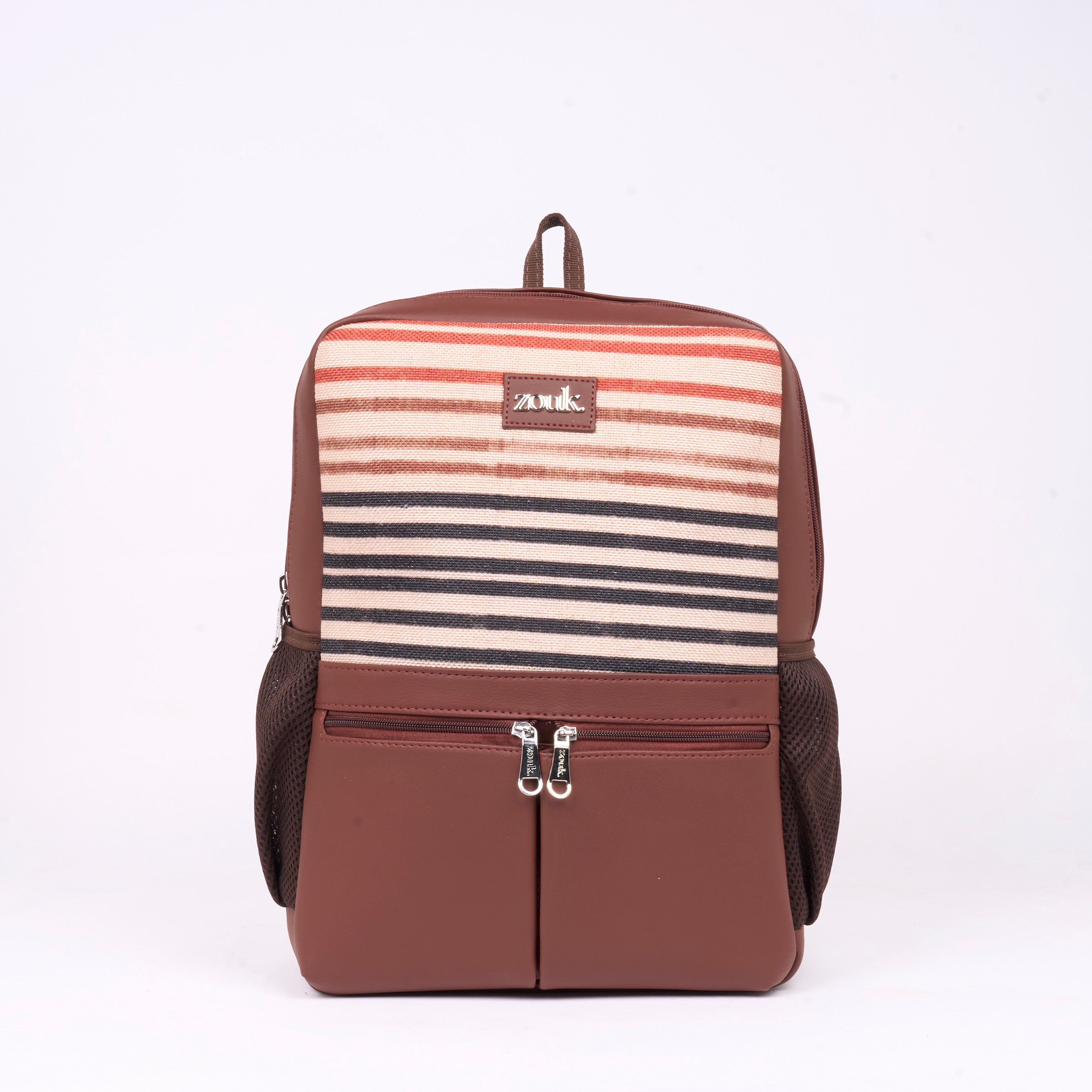 Qutub Stripes Office Backpack (Brown)