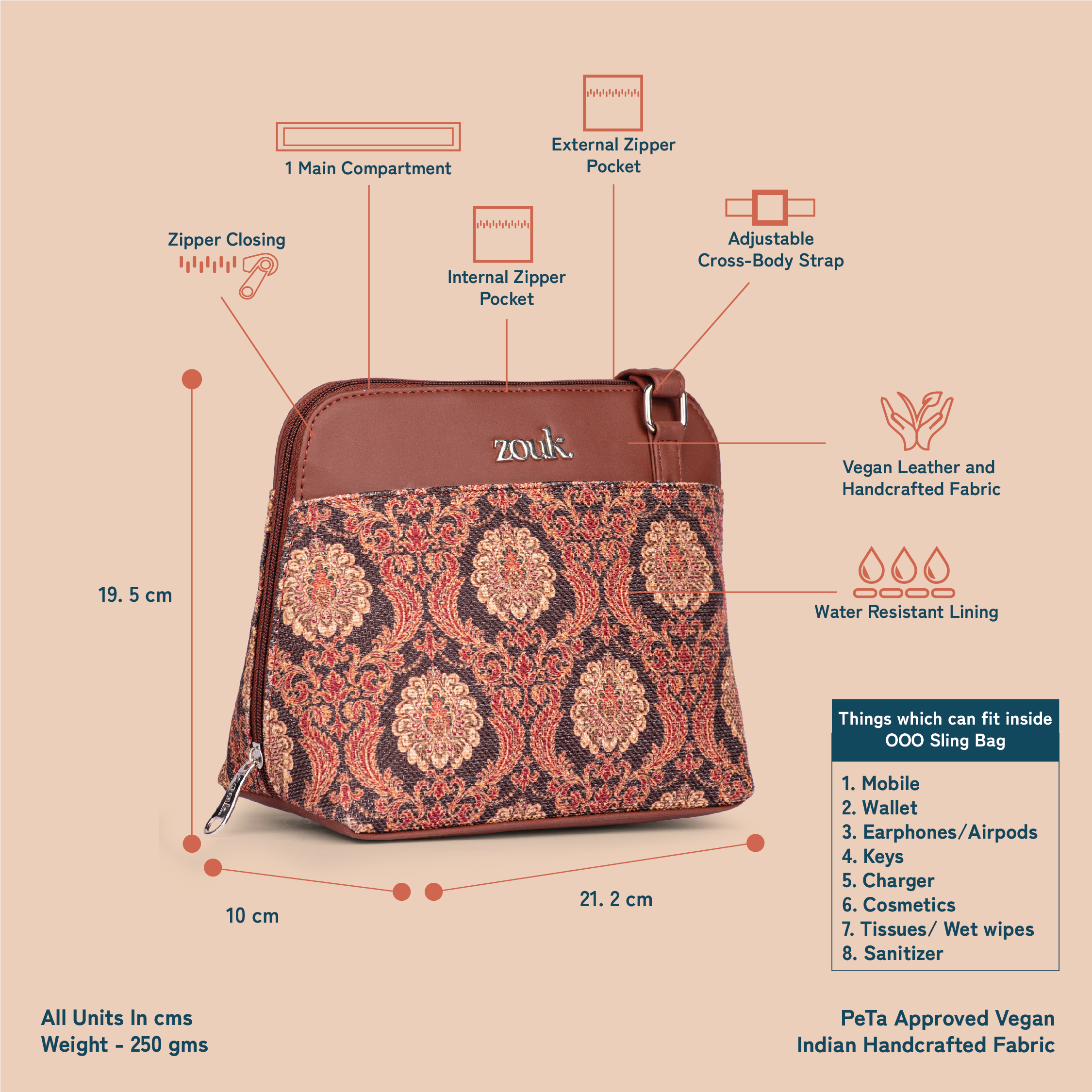 Jodhpur Damask OOO Sling Bag