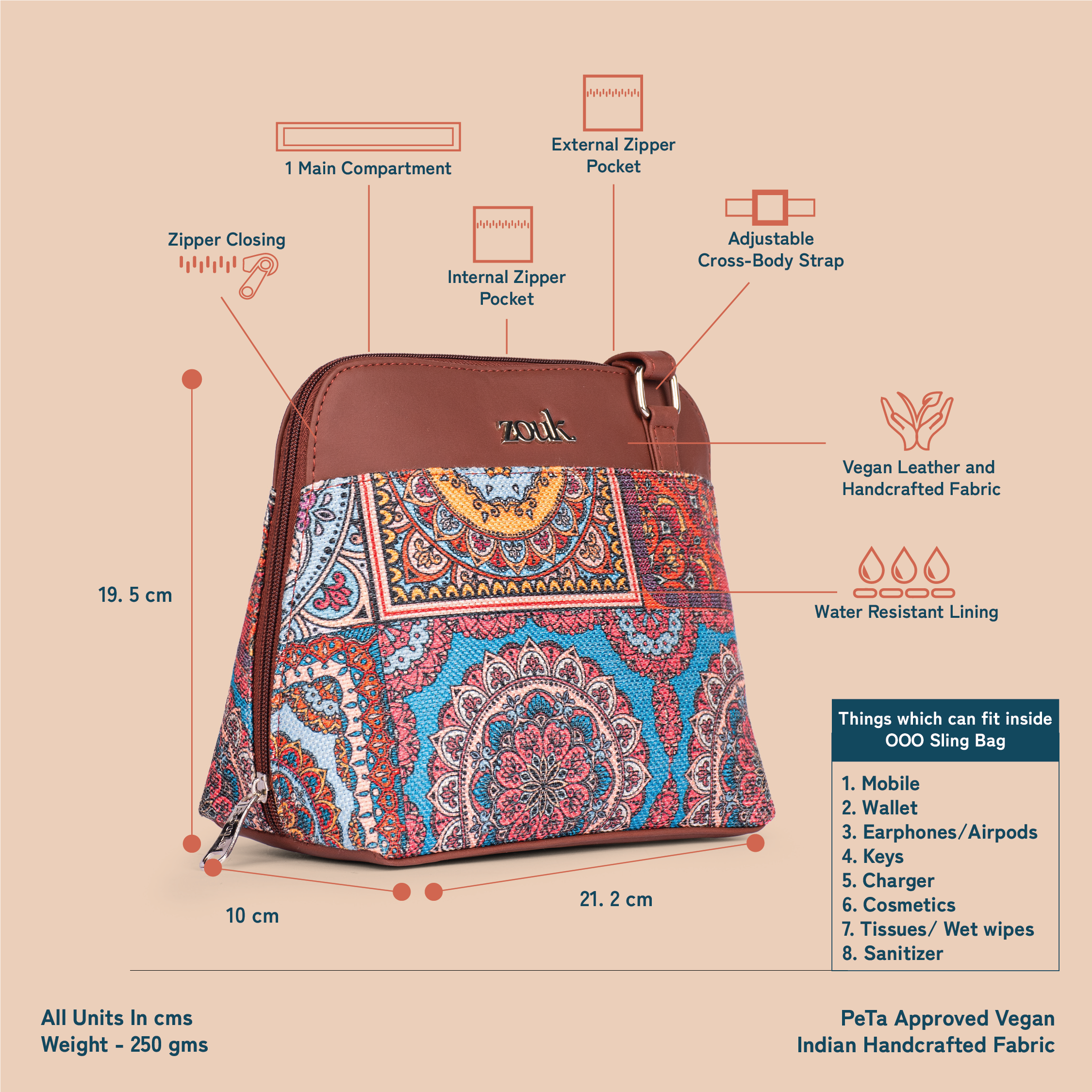 Multicolor Mandala Print OOO Sling Bag