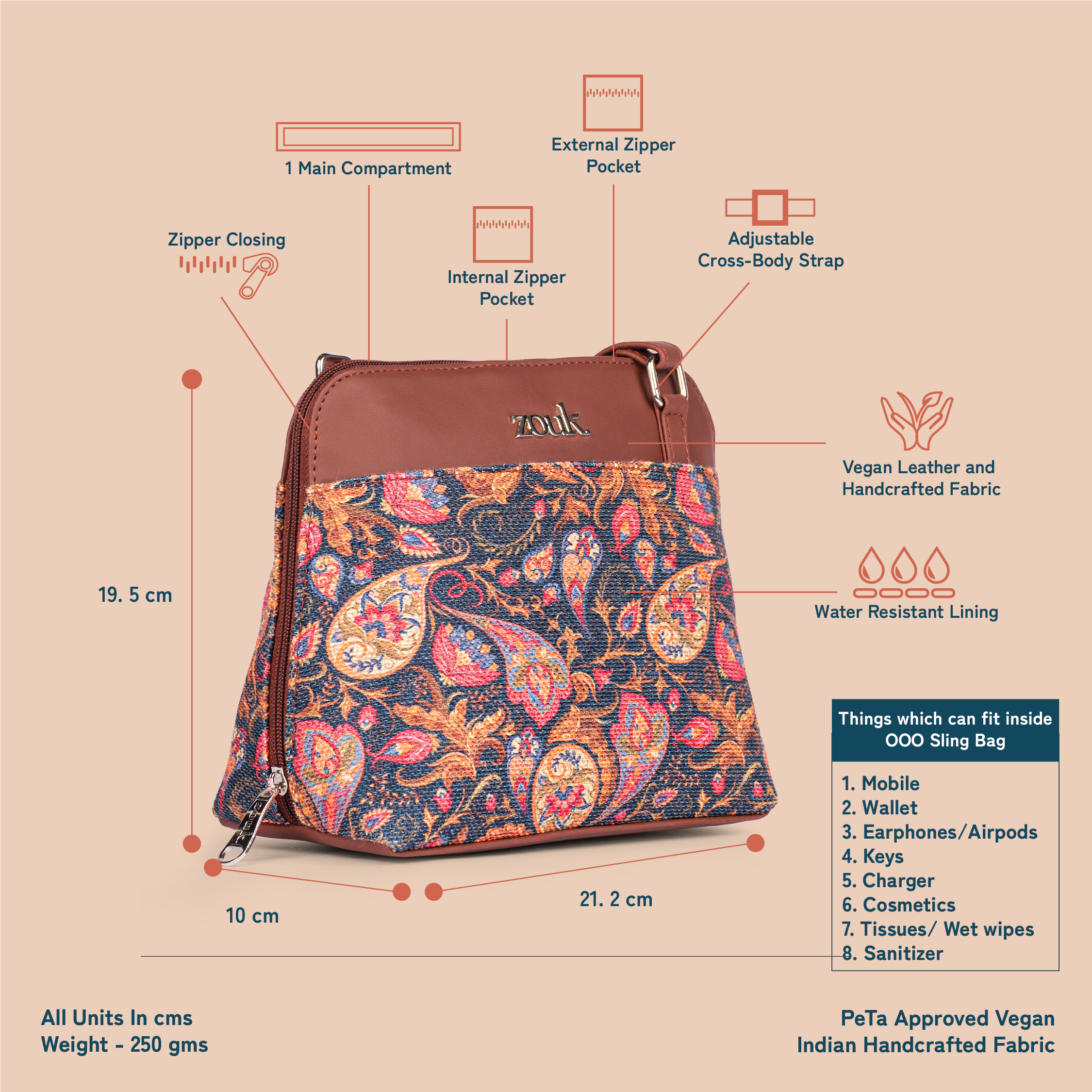 Paisley Print OOO Sling Bag