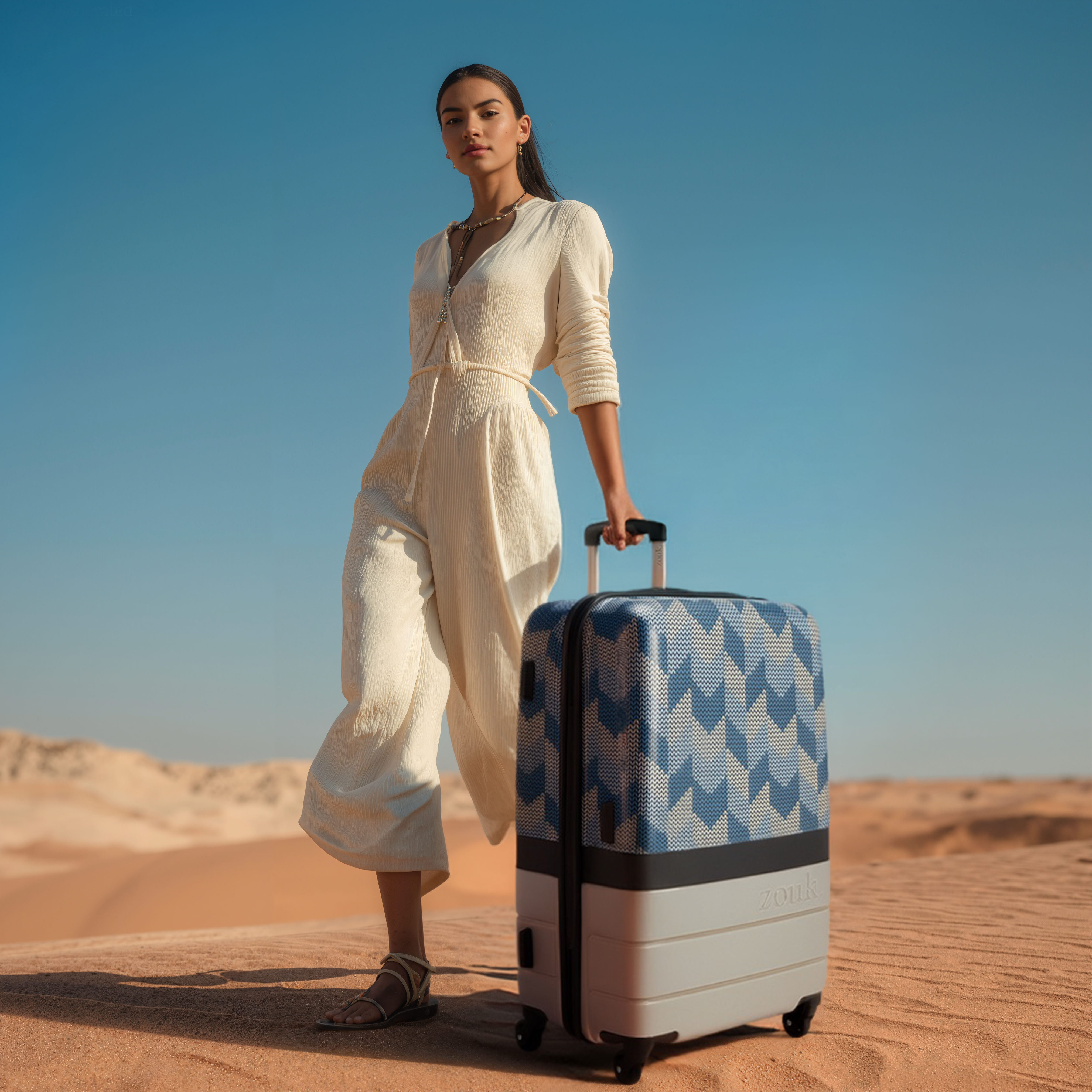 Himachal Chevron Grey Raahi Trolley Bag (Medium)