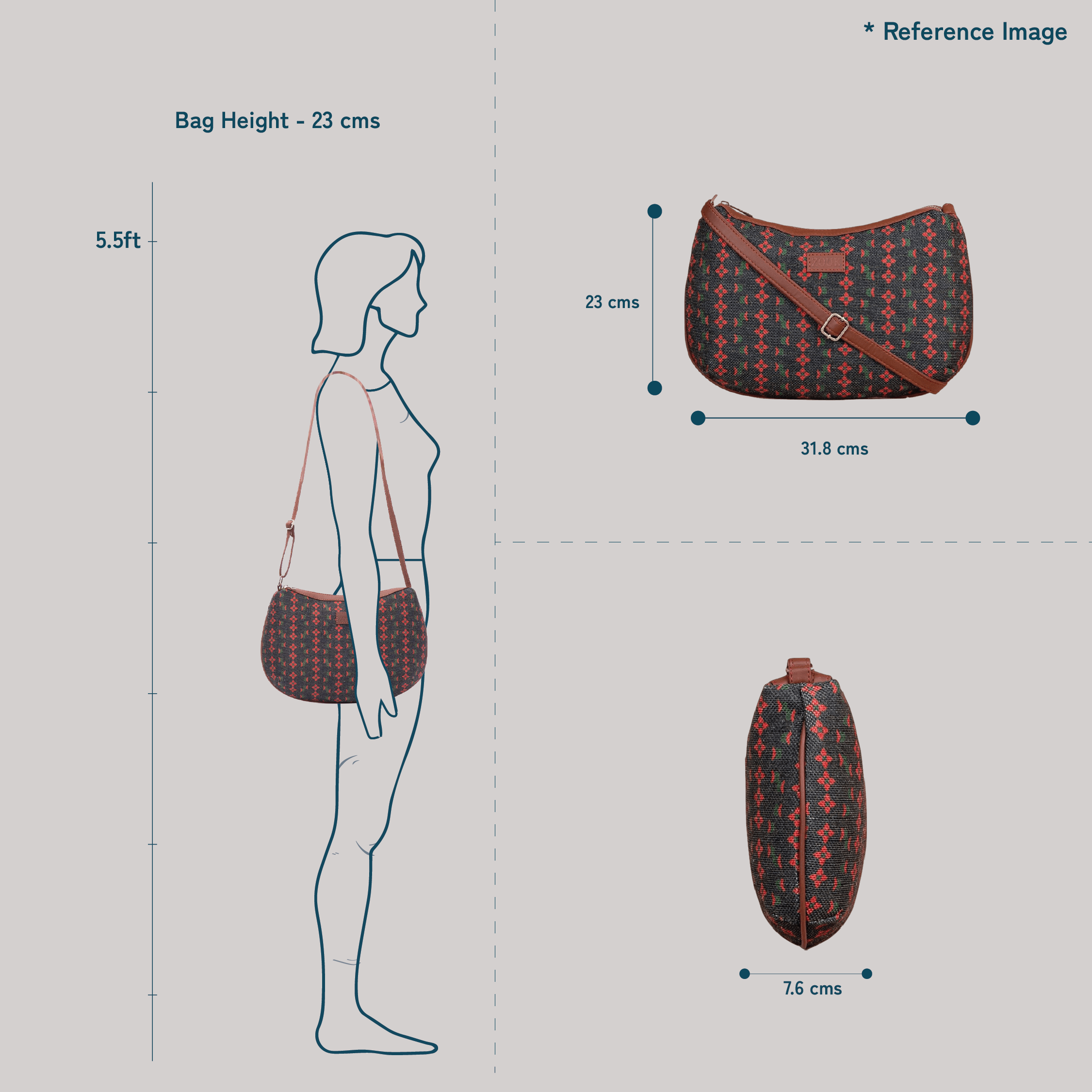 Sheesh Mahal Jaali Motif Structured Shoulder Bag