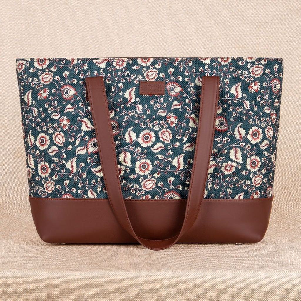 Chittoor Blue Kalamkari Shoulder Tote Bag