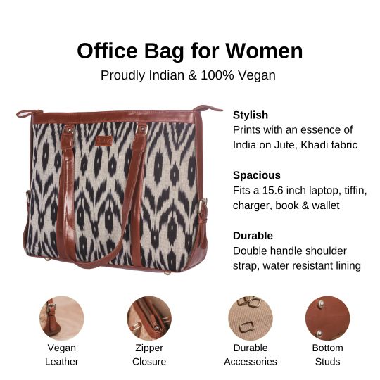 Zouk Grey Black Animal Print Women's Office Bag - Details of the product, product specification
