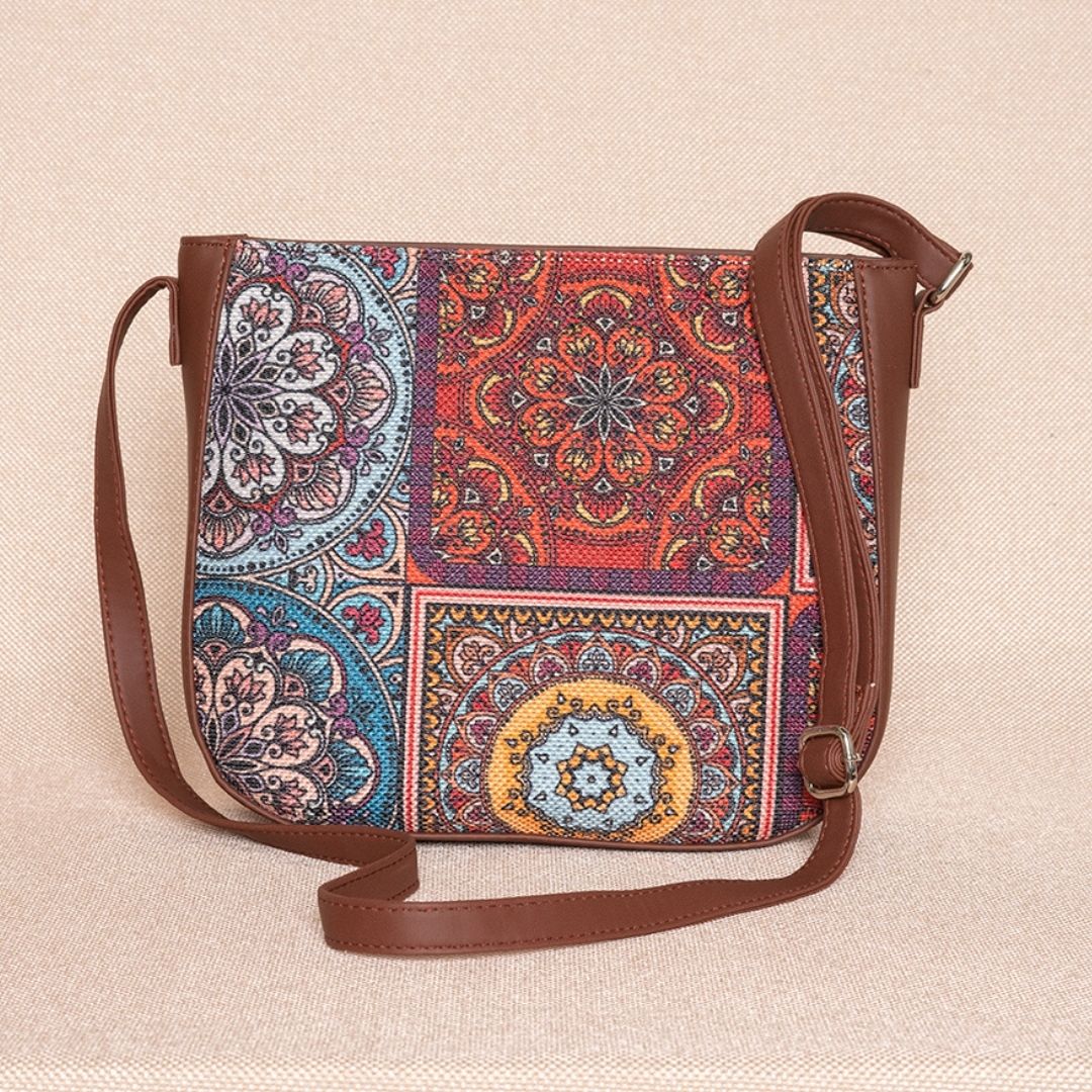 Multicolor Mandala Print U-Shaped Sling Bag