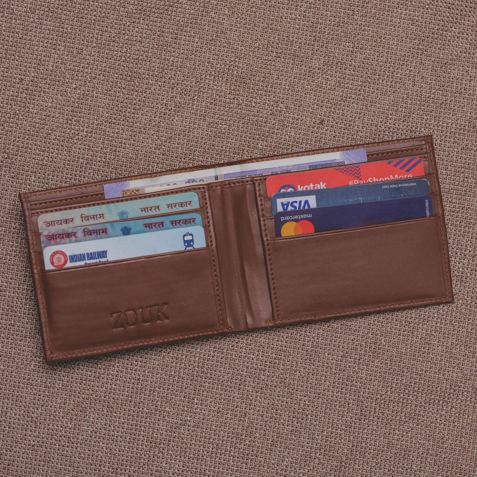 Unisex Pocket Wallet - Brown Metal