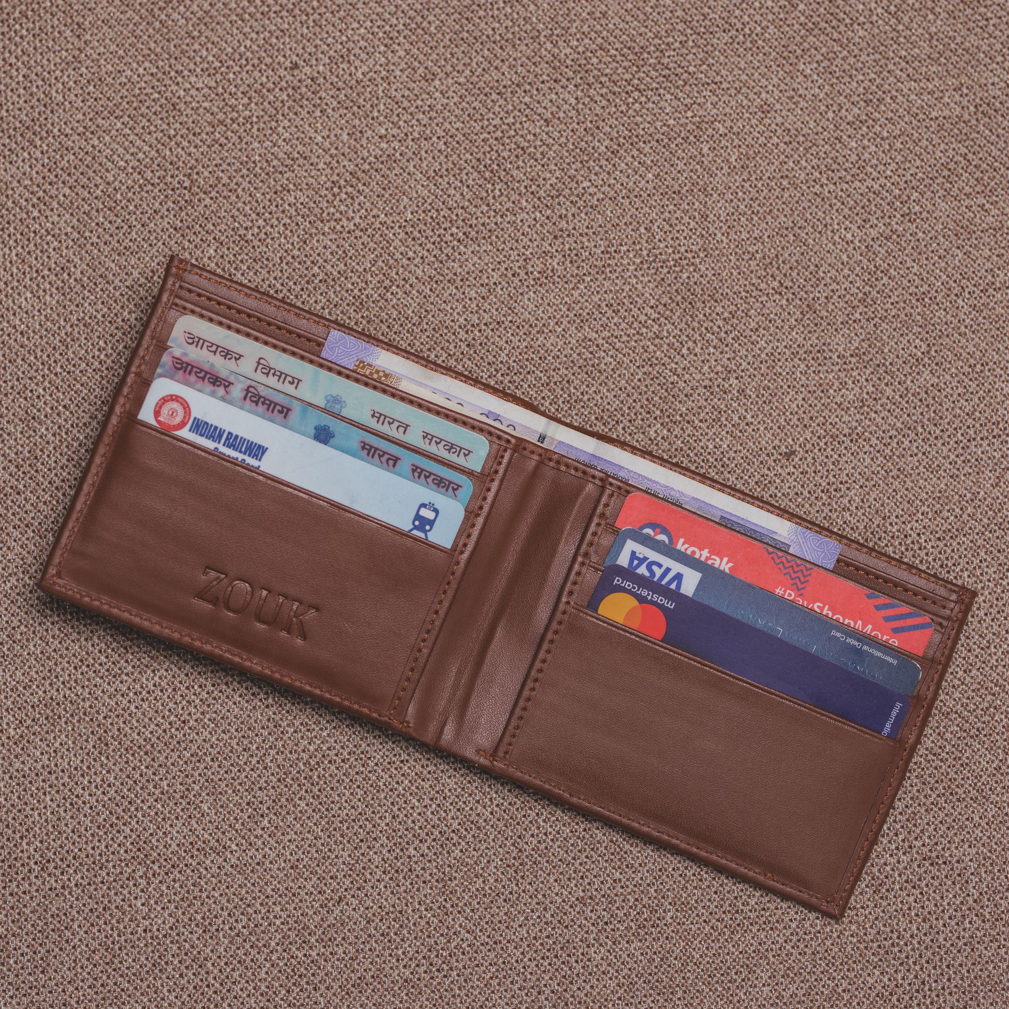 Unisex Pocket Wallet - Brown Metal