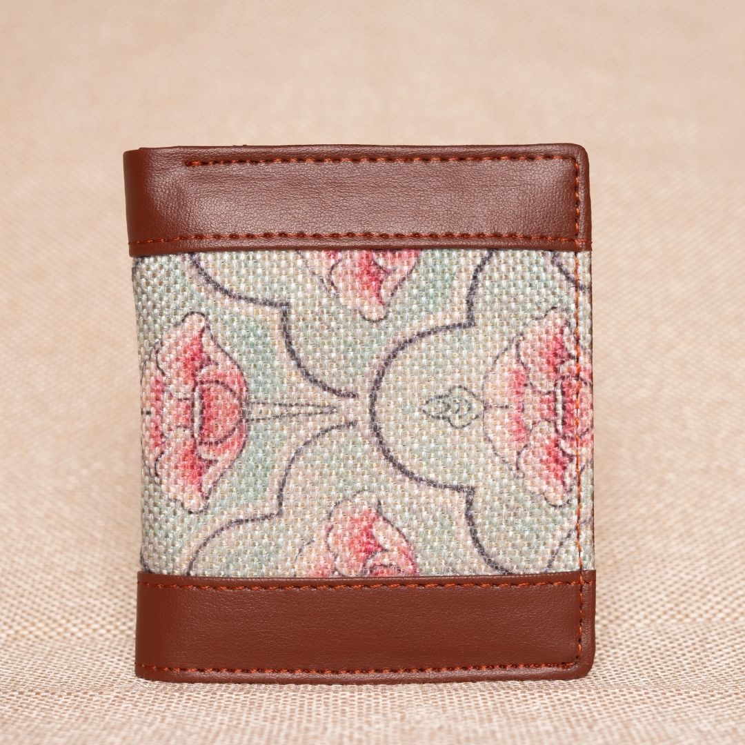 Karur Aquamarine Floral Motif Double Sided Sleek Wallet