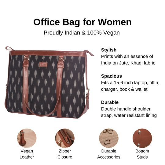 Ikat Striped Black Women's Office Bag