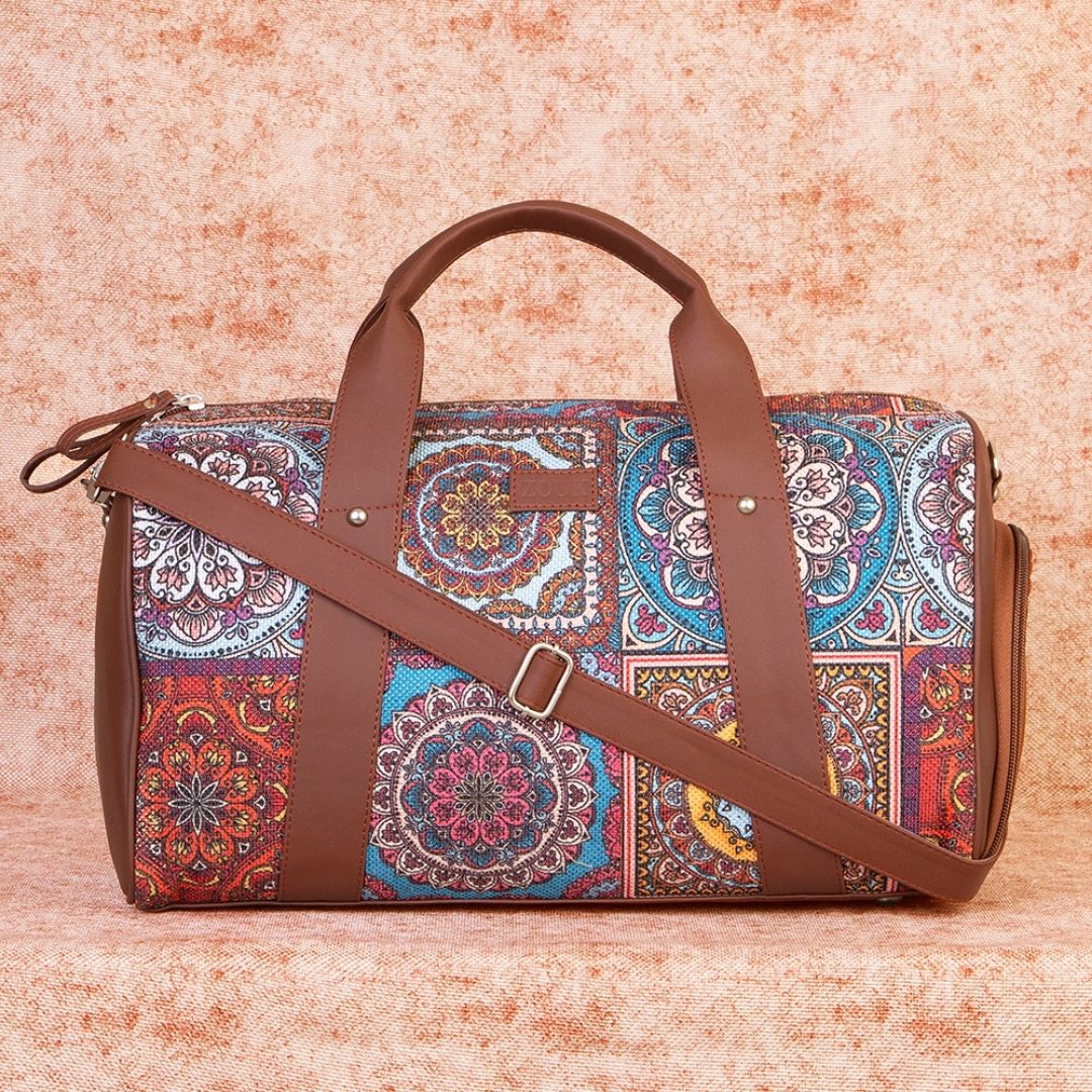 Multicolor Mandala Print Medium Duffel Bag