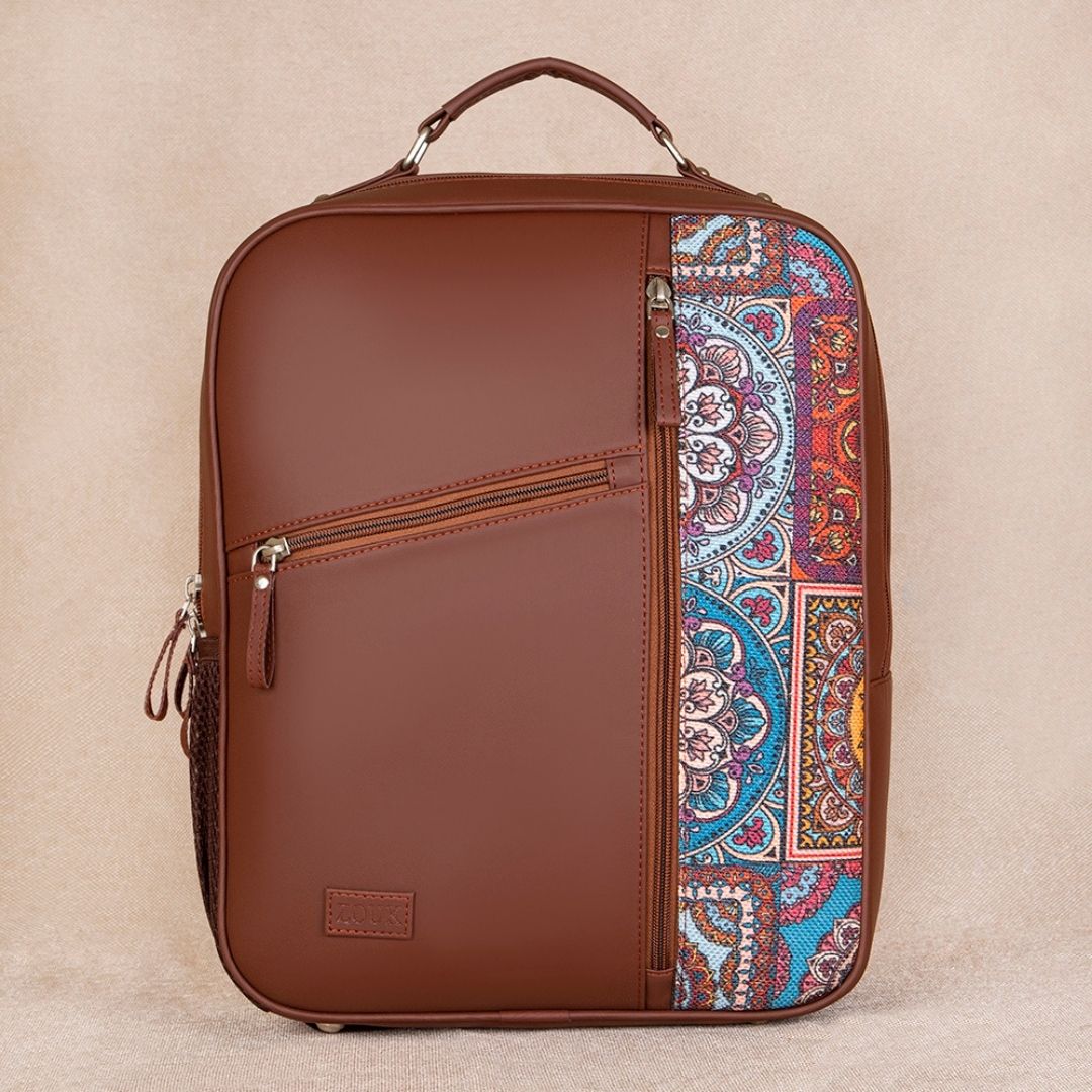 Multicolor Mandala Print Laptop Backpack