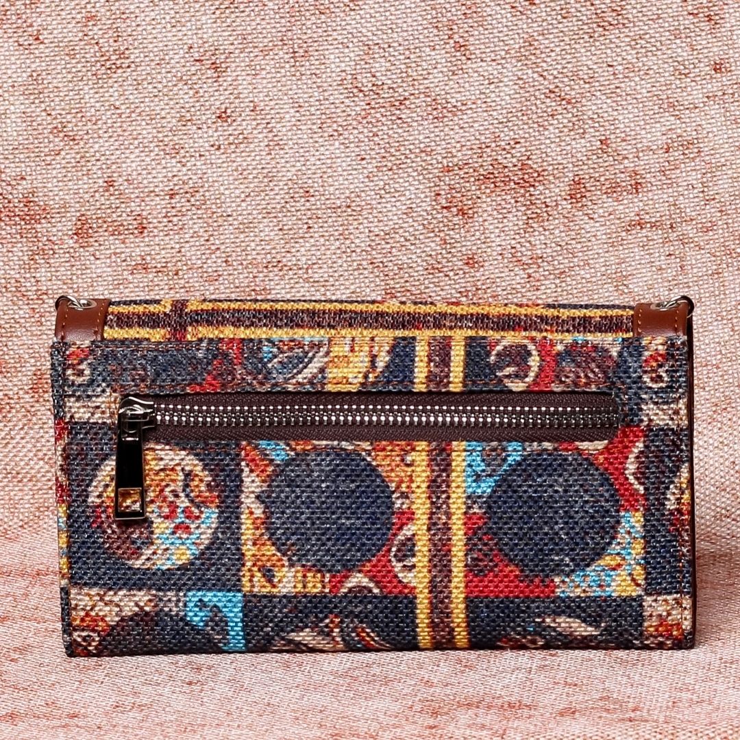African Art Two Fold Wallet with Detachable Sling