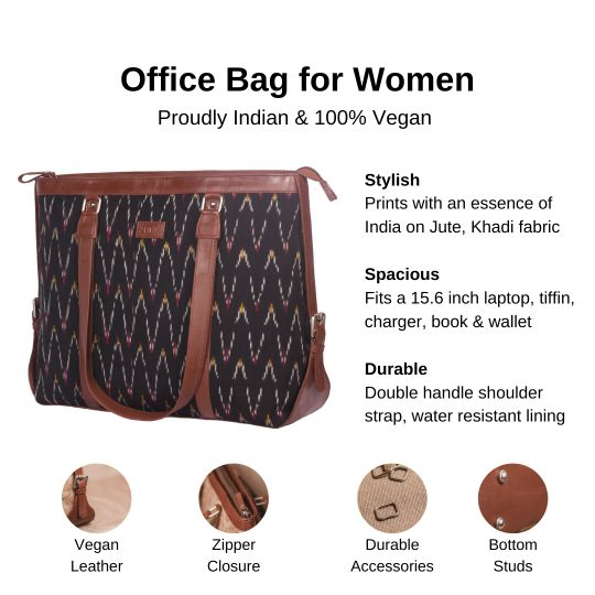Ikat African Wave - Women's Office Bag & Chain Wallet Combo