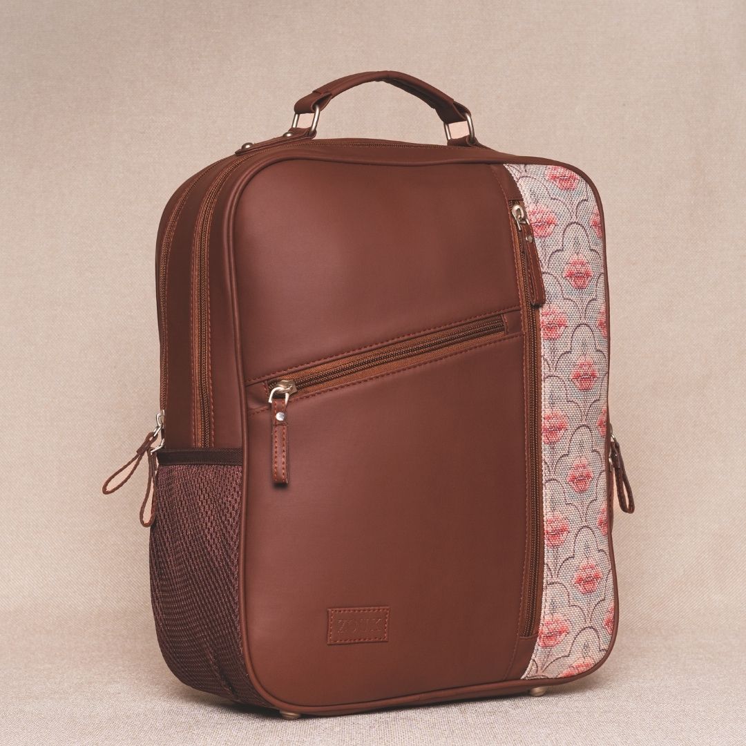 Karur Aquamrine Floral Motif Laptop Backpack