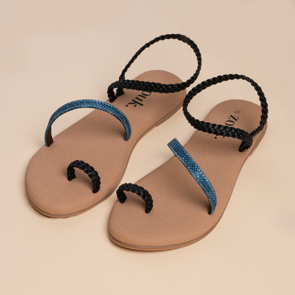 Andaman Marine Black Braided Sandal