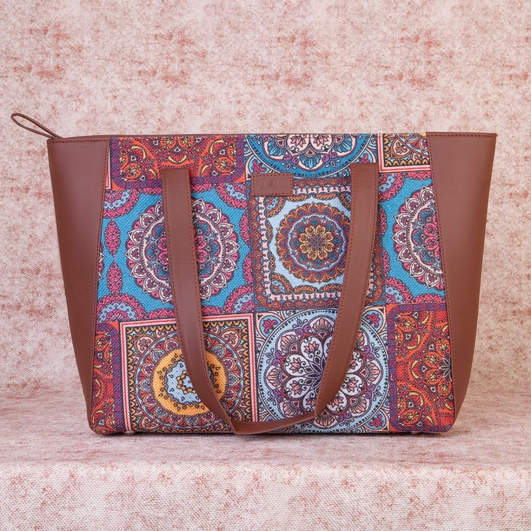 Multicolor Mandala Print Side Tote Bag