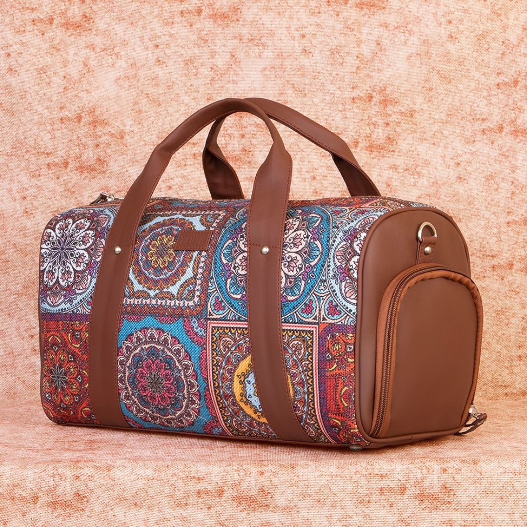 Multicolor Mandala Print Medium Duffel Bag