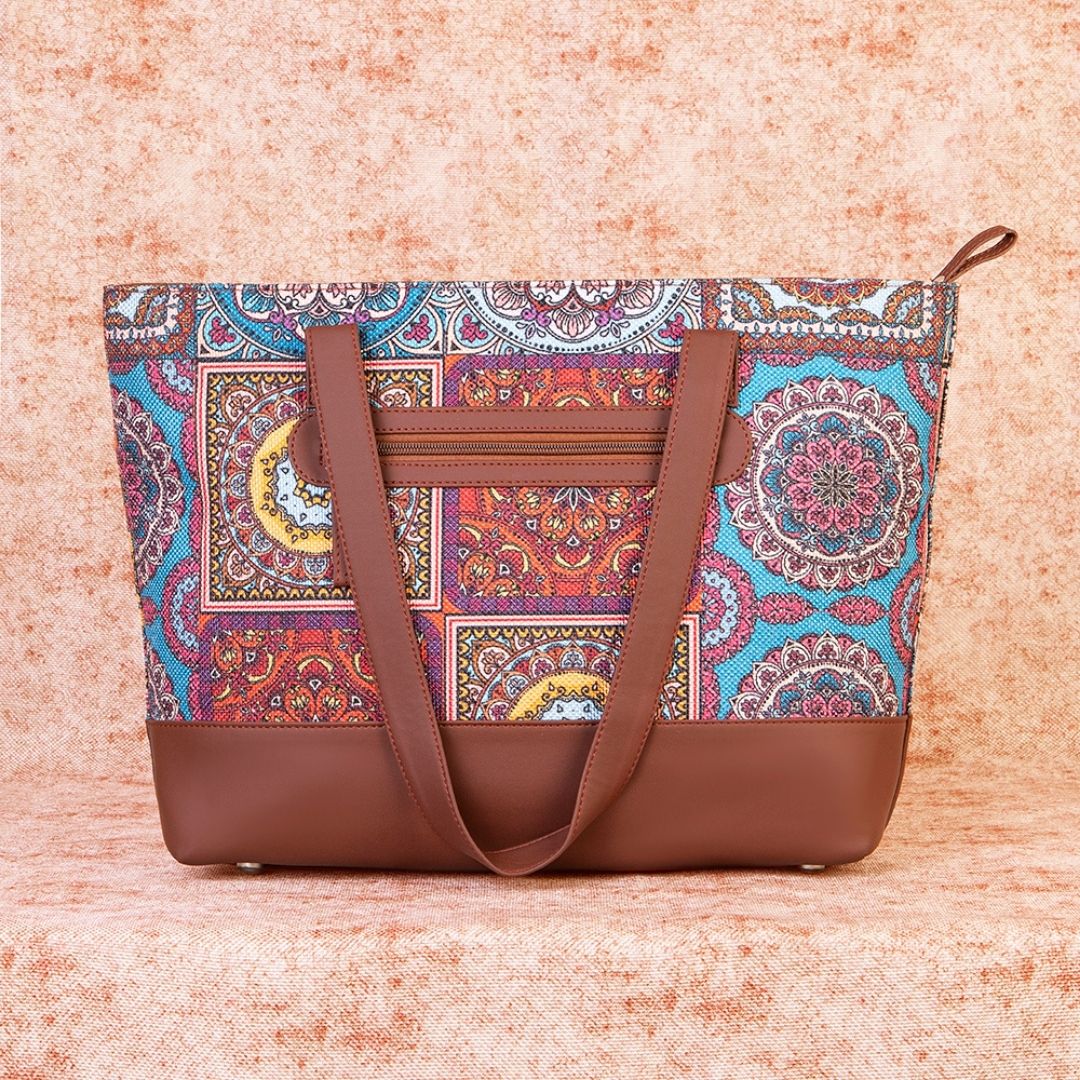 Multicolor Mandala Print Shoulder Tote Bag