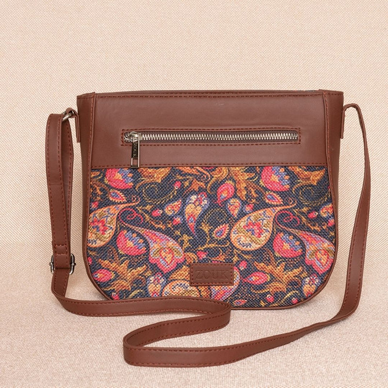 Paisley Print U-Shaped Sling Bag – Zouk