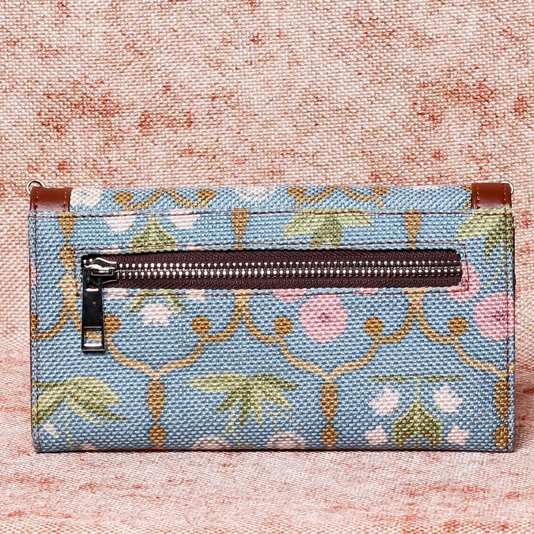 Jaipur Fresco Blue Two Fold Wallet with Detachable Sling