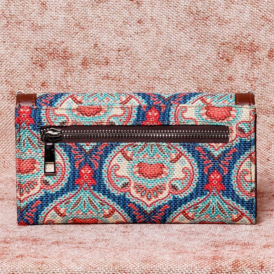 Kovil Blue Two Fold Wallet with Detachable Sling