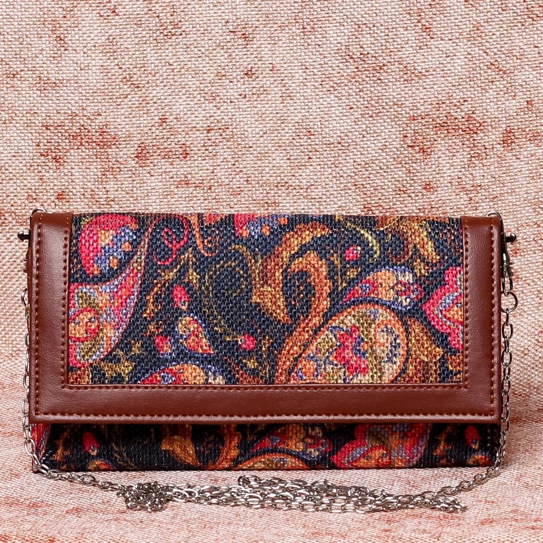 Paisley Print Two Fold Wallet with Detachable Sling