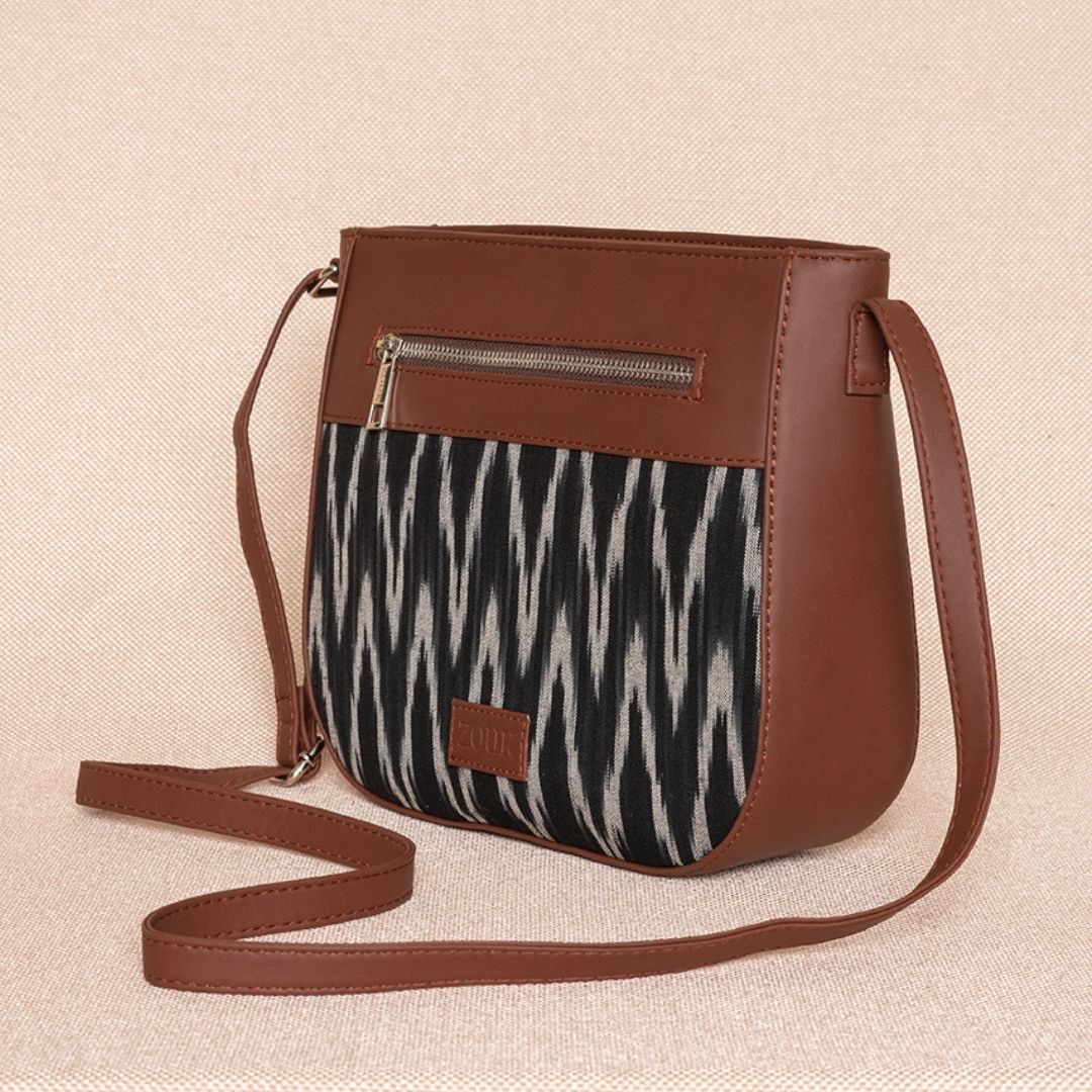 Shop Wood Brown Strips Pattern Sling Bag Online at Best Price | Cbazaar