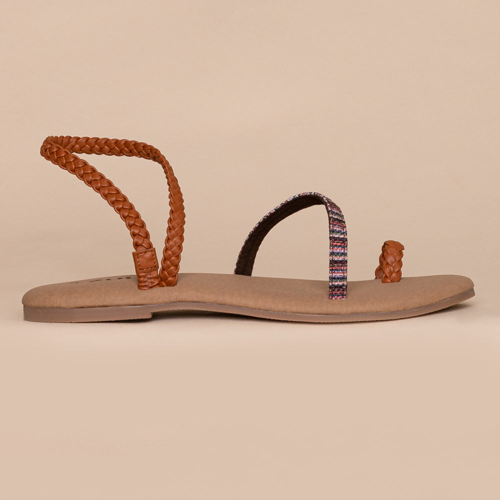 Rohtang Stripes Brown Braided Sandal