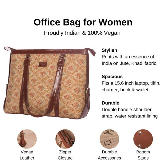 Zouk Beige Petal Motif Women's Office Bag - Details of the product, product specification