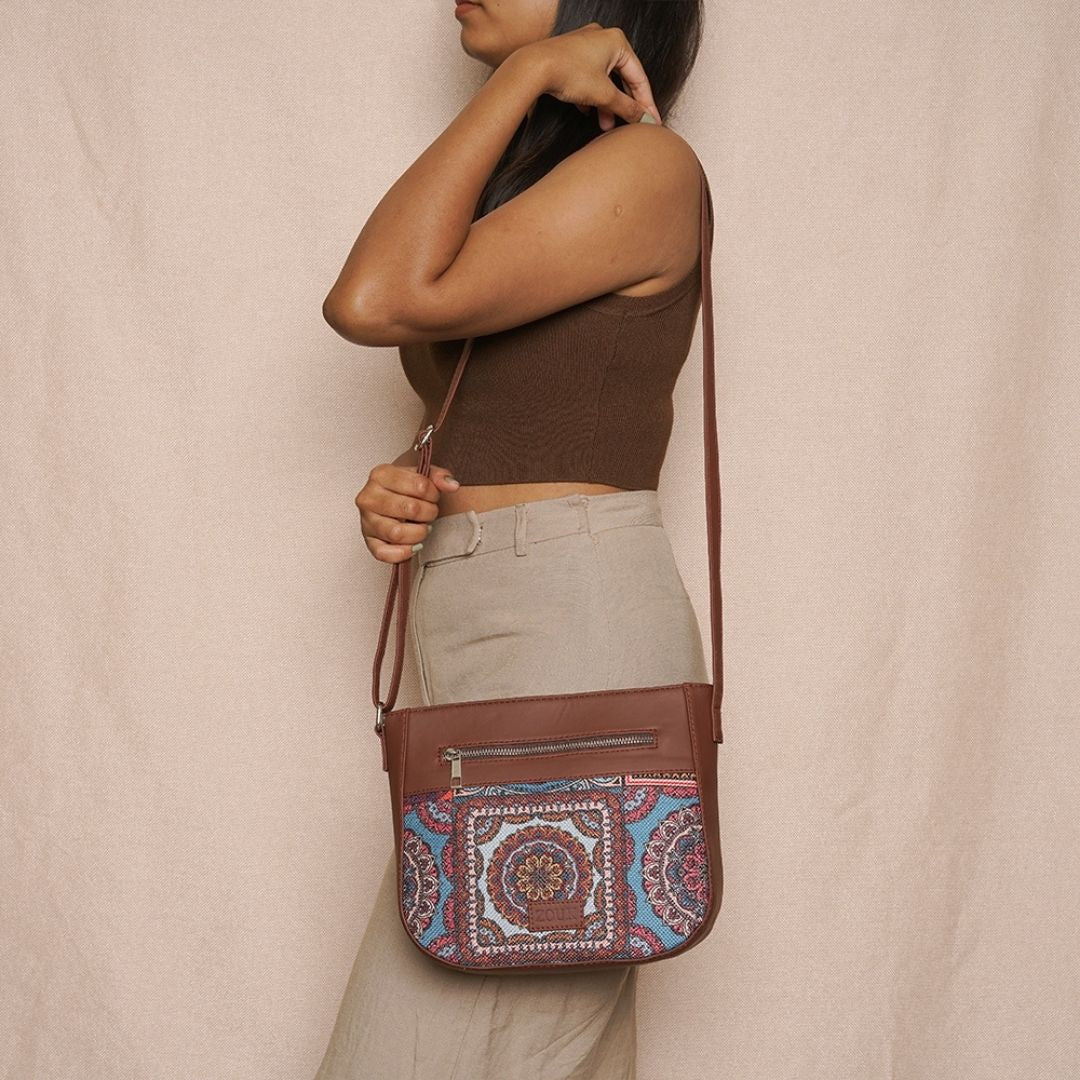 Multicolor Mandala Print U-Shaped Sling Bag