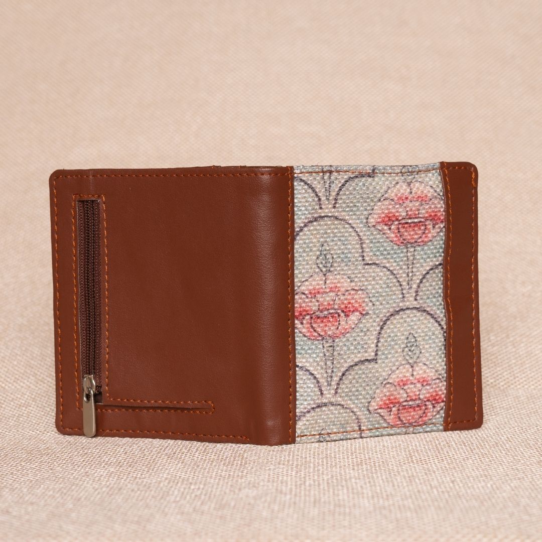 Karur Aquamarine Floral Motif Single Sided Sleek Wallet