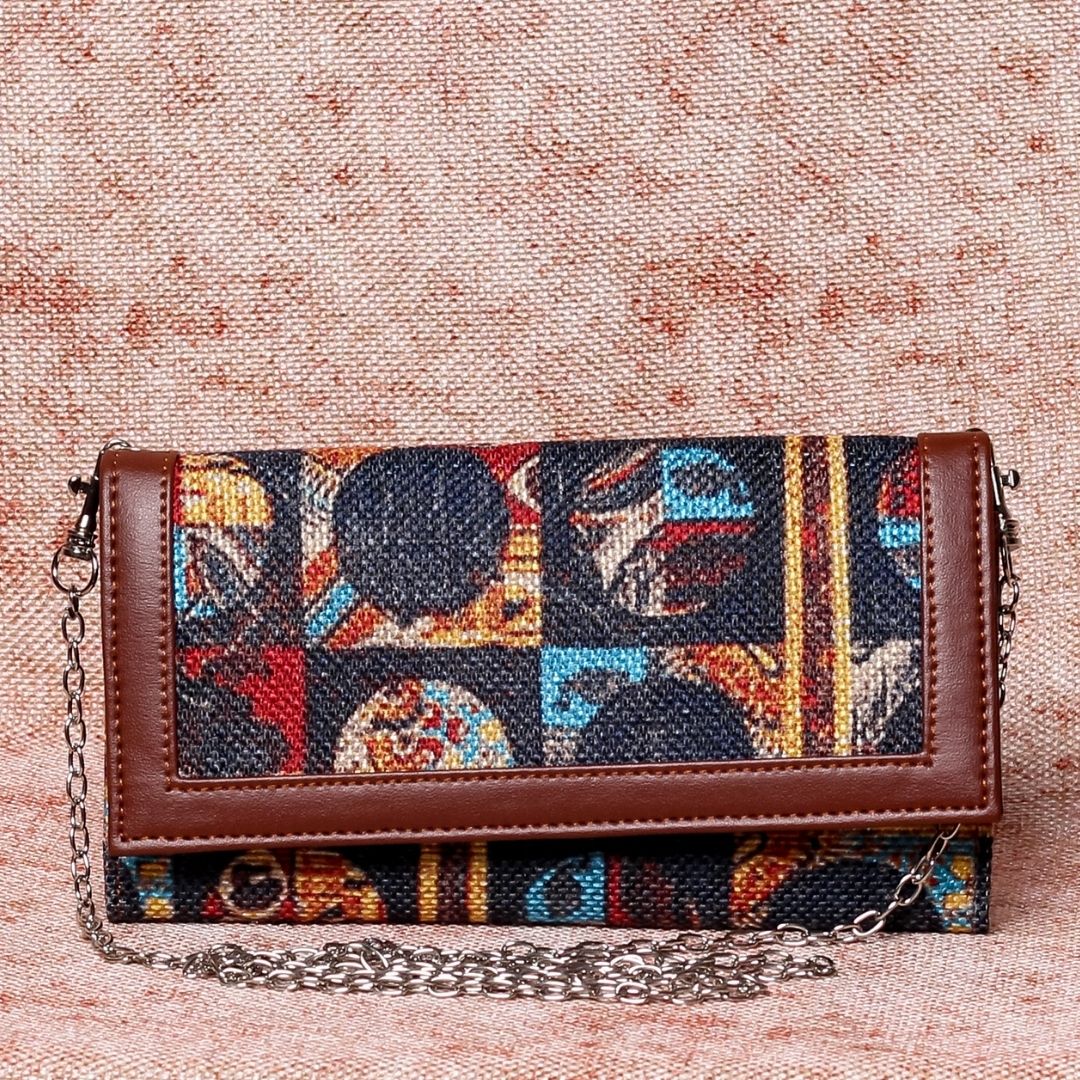 African Art Two Fold Wallet with Detachable Sling