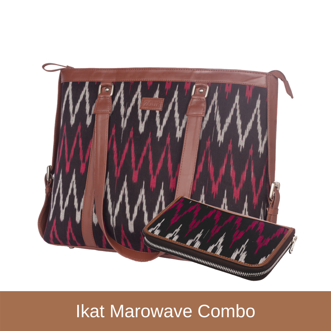 MaroWave - Women's Office Bag & Chain Wallet Combo
