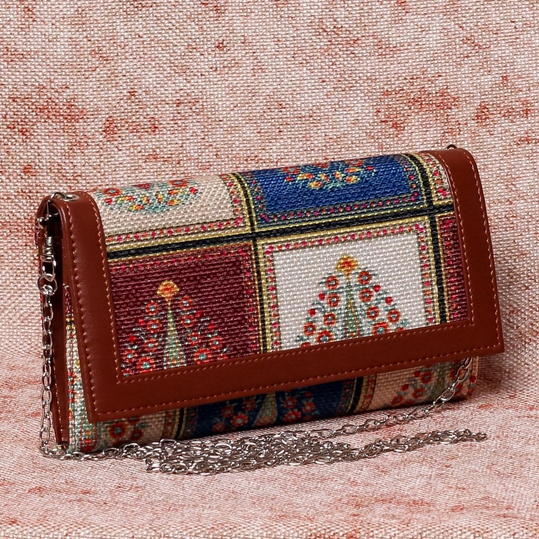 Morbi Floral Motif Two Fold Wallet with Detachable Sling