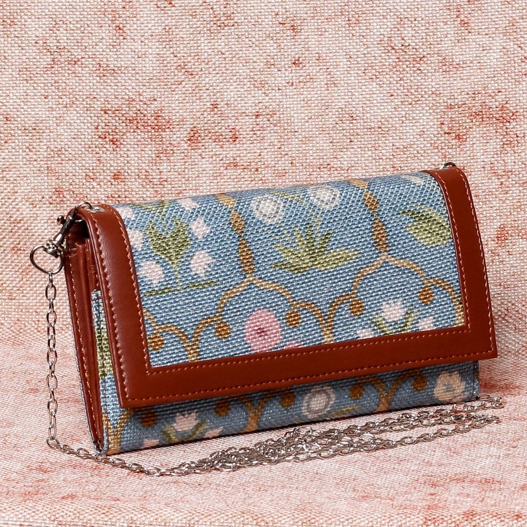 Jaipur Fresco Blue Two Fold Wallet with Detachable Sling