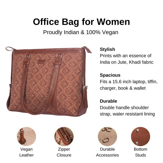 Zouk Brown Floral Motif Women's Office Bag - Details of the product, product specification